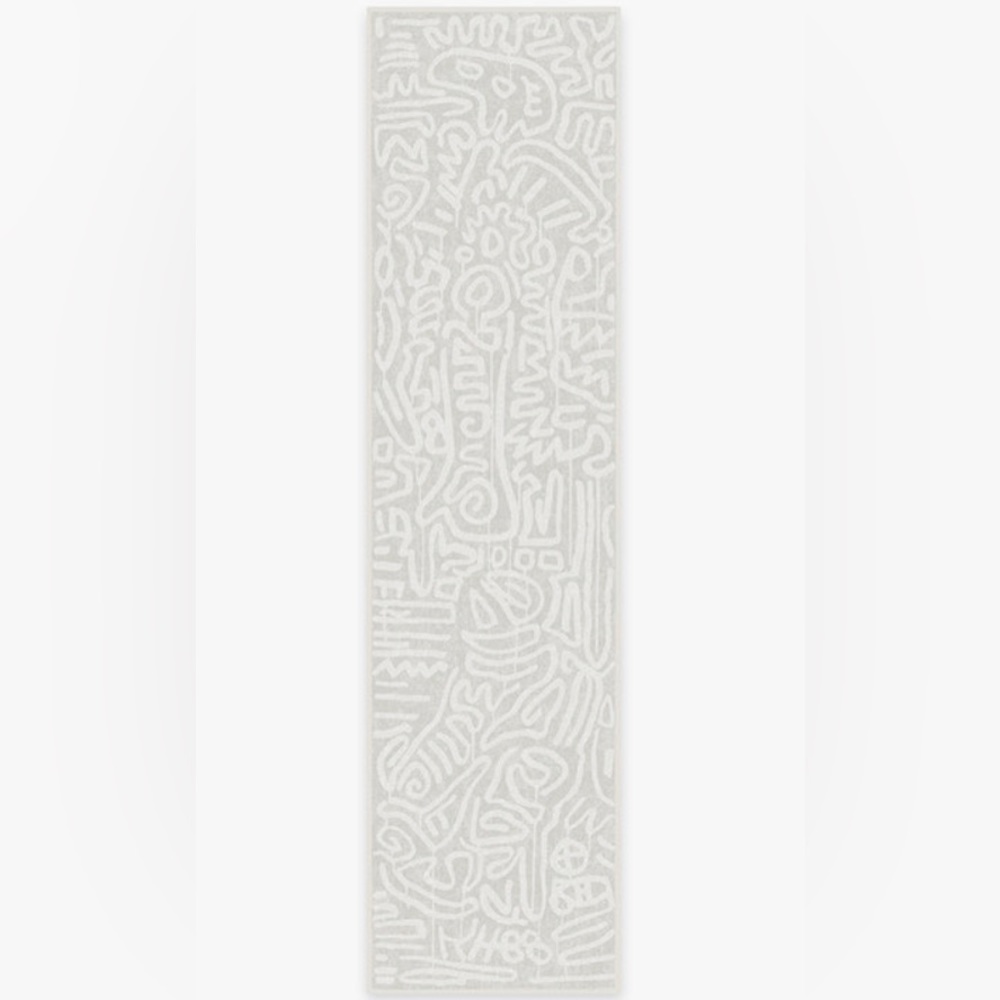Keith Haring Freestyle Pearl 2.5’X10’ Runner, Classic Low Pile Cushioned Rug Pad